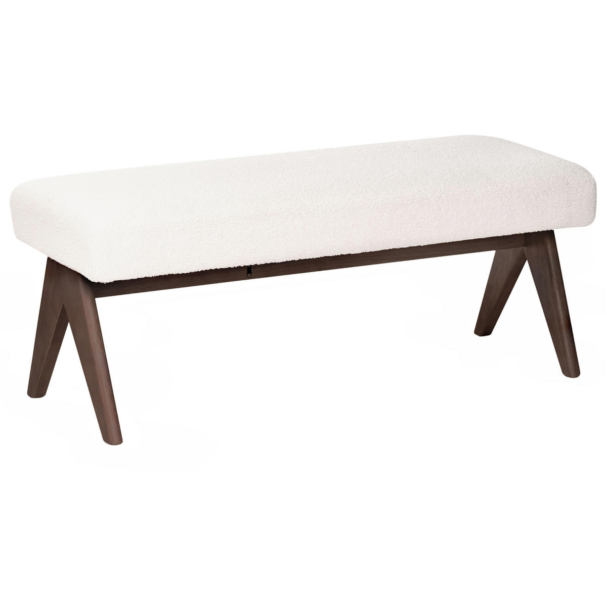 ČALOUNĚNÁ LAVICE Bouclé Krémově bílá/Tmavě hnědá Tamre - krémová, textil (118/48/46cm) - Beliani