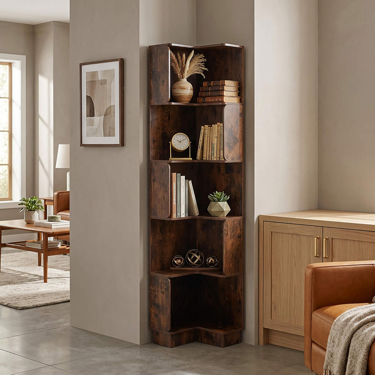 BÜCHERREGAL 6 Ablagen Dunkles Holz 38,5/37,5/175 - Dunkelbraun, Holz (39/175/38cm) - Mobili Rebecca