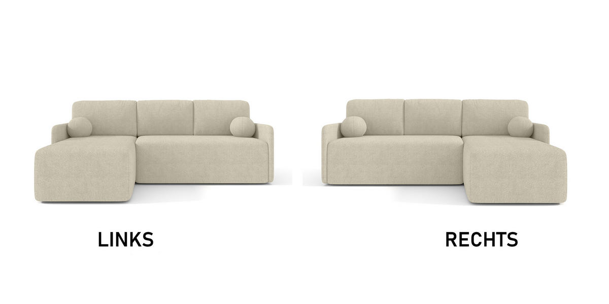 ECKSOFA MONDI Ecru - Ecru/Schwarz, Kunststoff/Textil (212/142cm) - Luxkor24