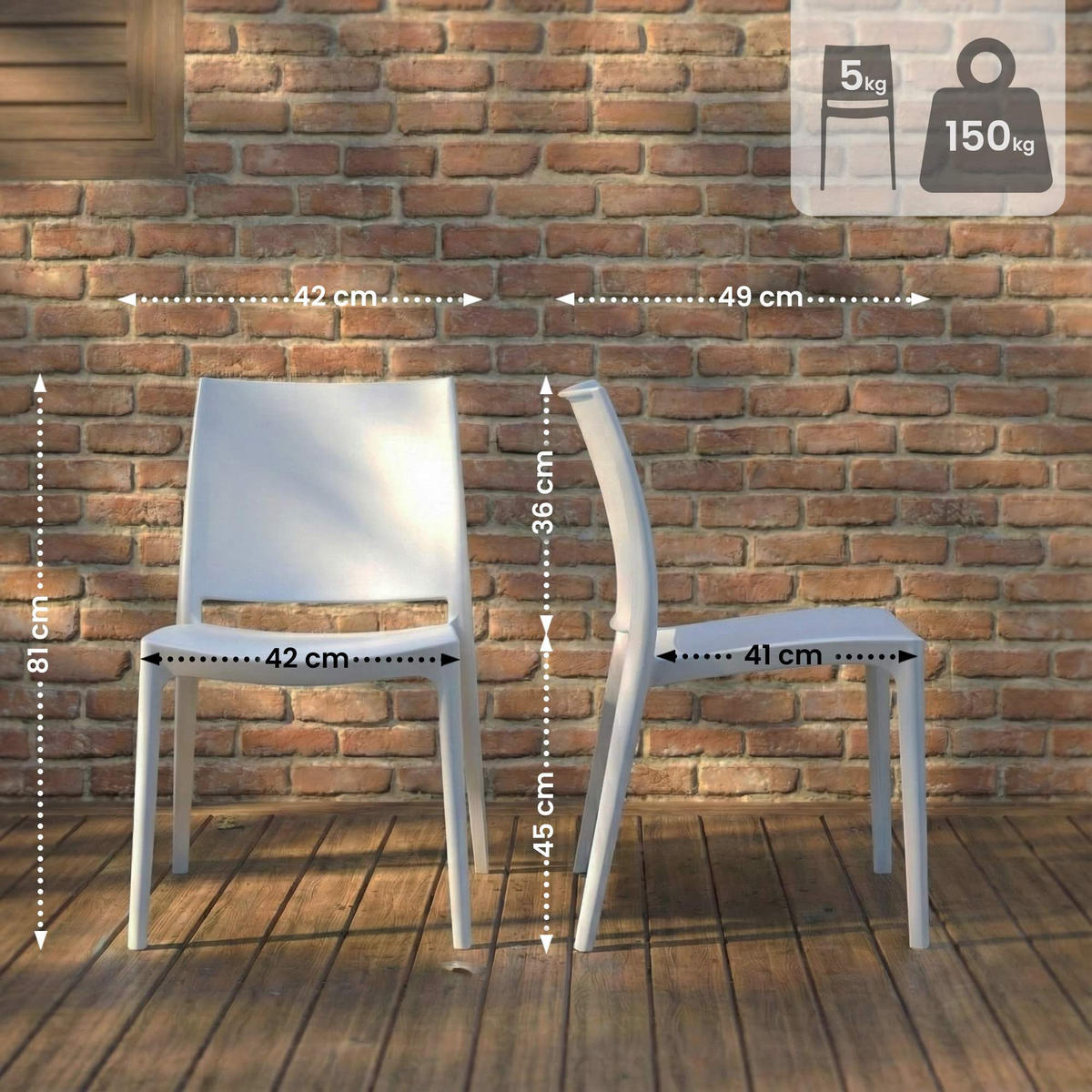 GARTENSTUHL Kunststoff Weiß - Weiß, Kunststoff (42/81/49cm) - CLP