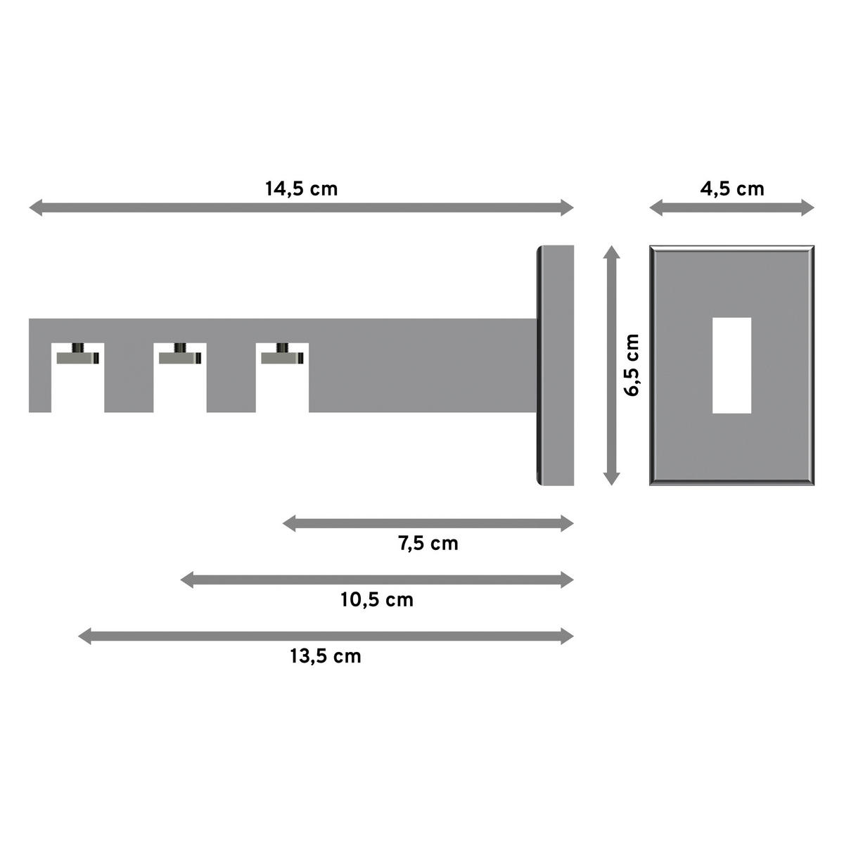TRÄGER FÜR INNENLAUFSTANGEN 14x35 mm, Smartline 3-läufig lang, Chrom - Chromfarben, Metall (14.5/6.5/4.5cm) - INTERDECO