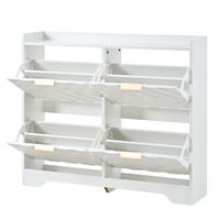 SCHUHSCHRANK aus MDF 105x24x90cm in Weiß mit 4 Klappfächern - Weiß, Holzwerkstoff (105/90/24cm) - Modfu