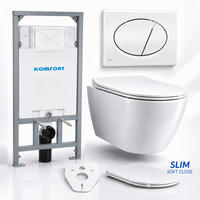 WC-SET ROLO Weiß, Slim-Sitz, Vorwandelement und Betätigungsplatte M71 Chrom - Weiß, Keramik (53/119.5/48.5cm) - bad land