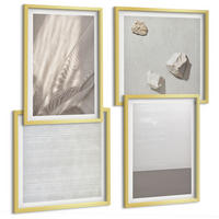 BILDER SET 4er Set - 50x50 cm & 40x60 cm Goldrahmen - Zarte Boho-Texturen der Natur - Goldfarben, Kunststoff (50/50cm) - TULUP