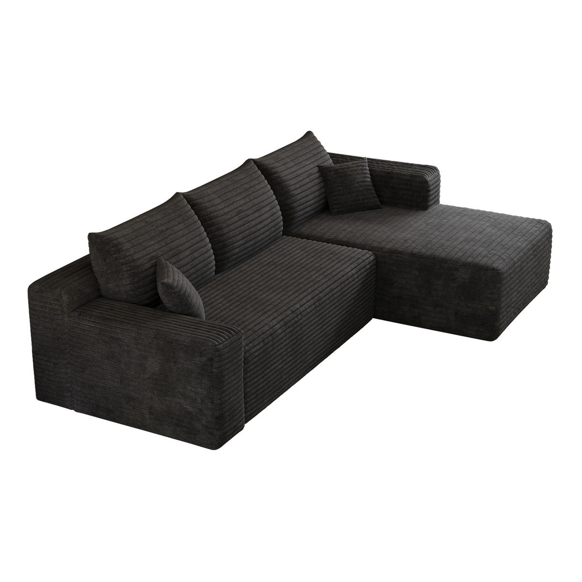 ECKSOFA 241 cm aus Stoff mit Cordbezug und ohne Montage Schwarz - Schwarz, Textil (151/241cm) - Modenvie