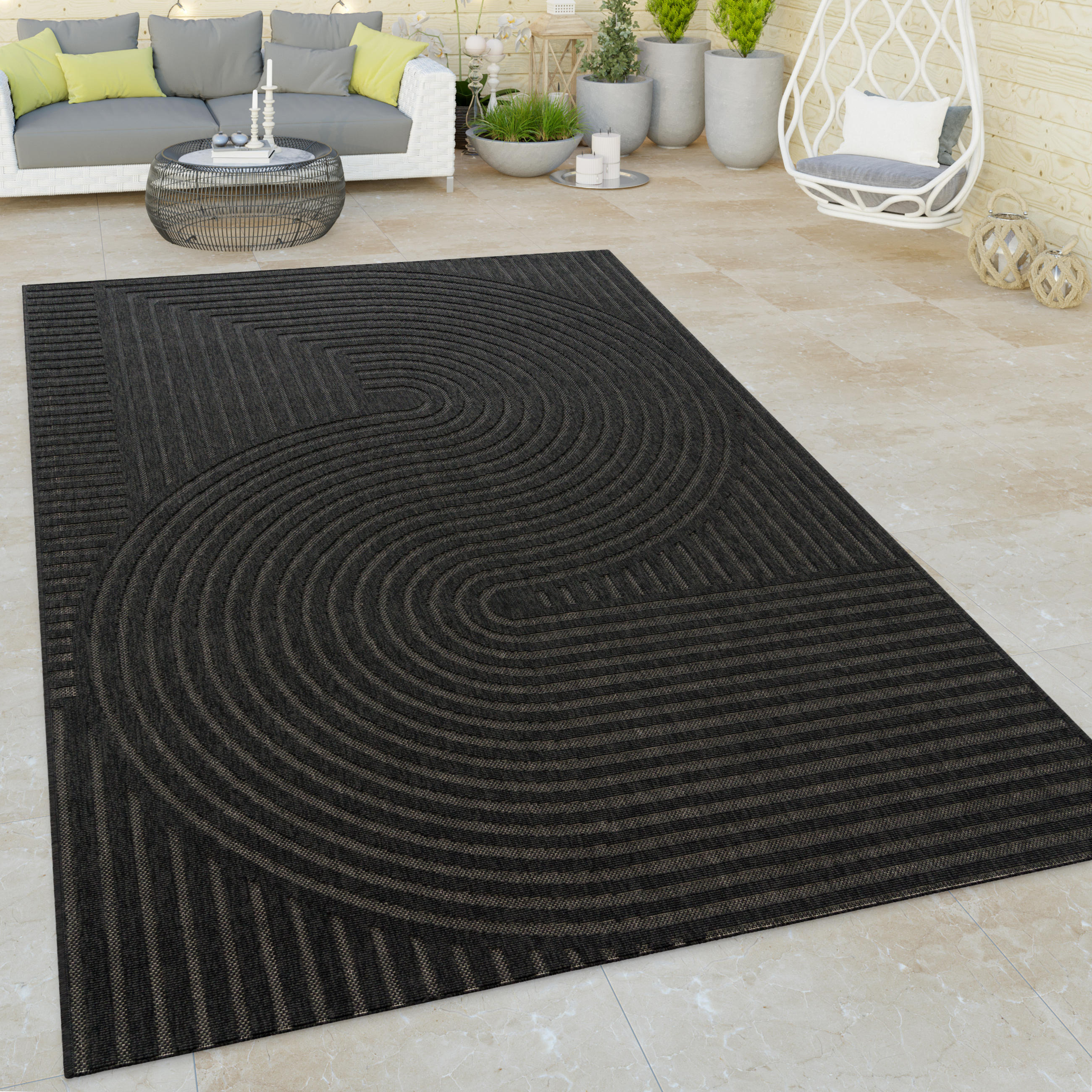 OUTDOORTEPPICH 120/170 cm Brugge 227 - Anthrazit, Textil (120/170cm) - Paco Home