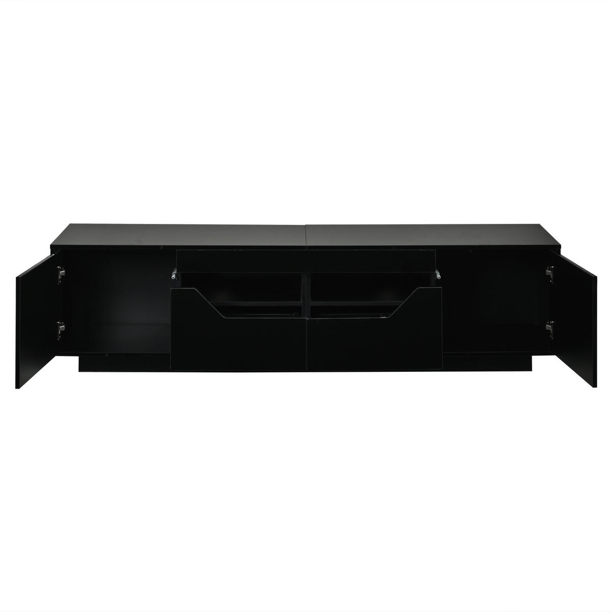 LOWBOARD DE-40354 mit LED und Push-to-Open Schwarz - Schwarz, Holzwerkstoff (180/45/40cm) - ComfortXL