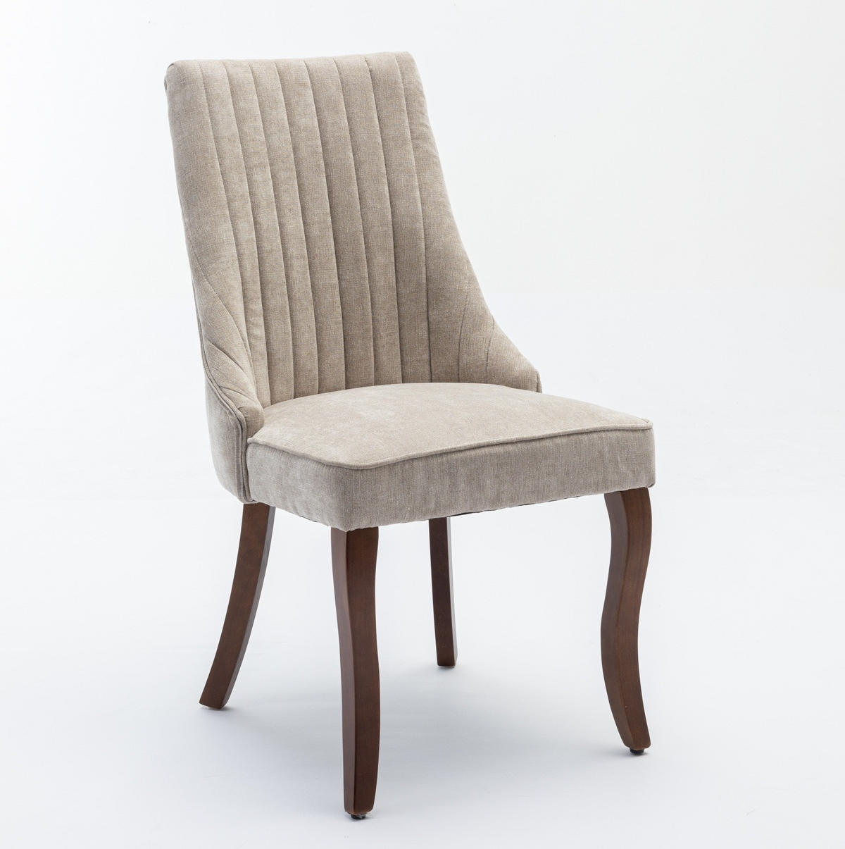 ESSZIMMERSTUHL 2er-Set mit hoher Rückenlehne Chenille Beige - Beige, Holz (50/95.5/64cm) - Meubliv