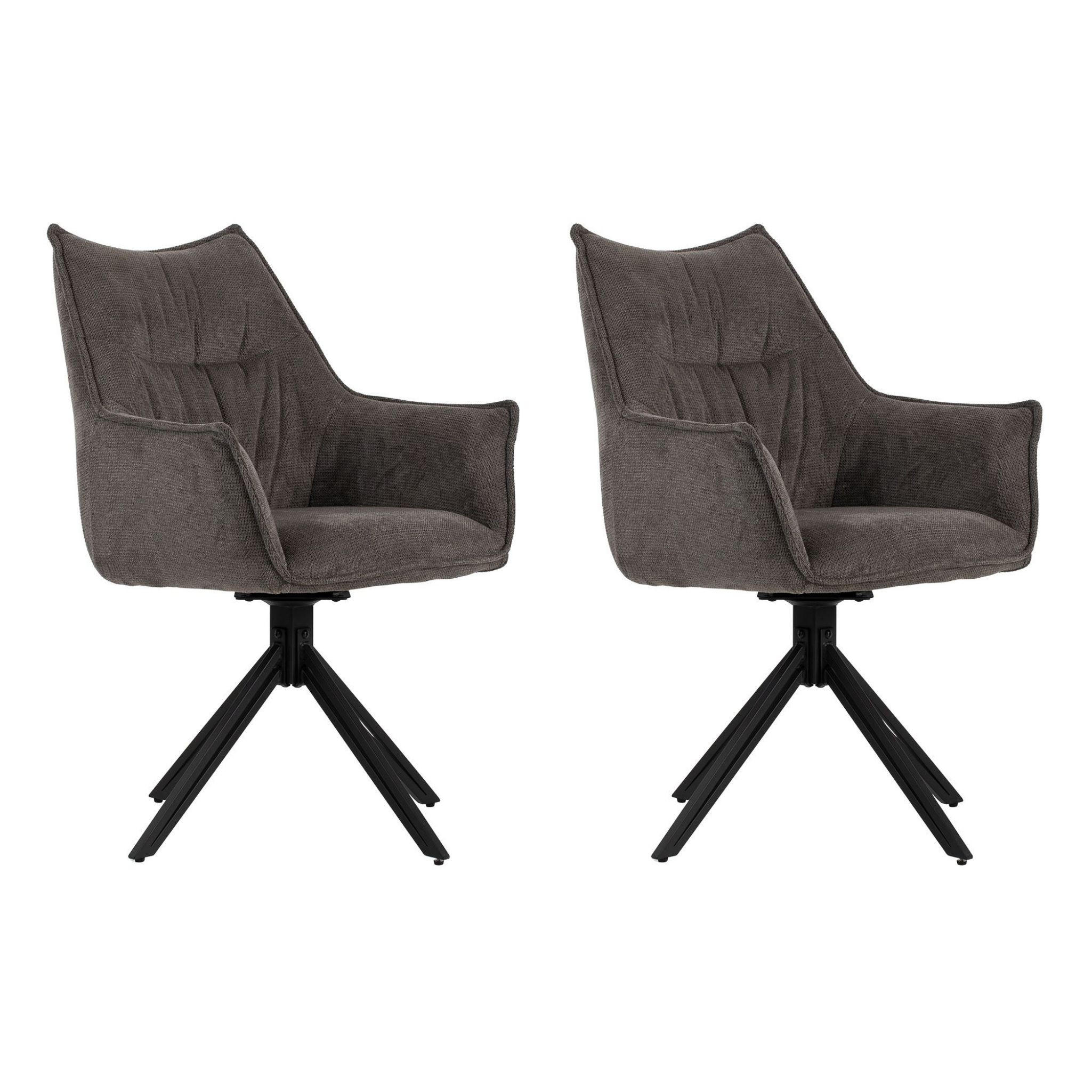 ESSZIMMERSTUHL Ginosa drehbar 2er-Set - Schwarz/Grau, Textil/Metall (62/90/66cm) - Mr. Deko