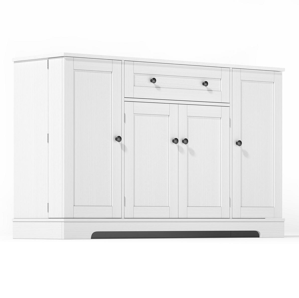 SIDEBOARD 138 cm in Weiß mit Schublade und verstellbaren Einlegeböden - Weiß, Holzwerkstoff (138/85/40cm) - Flora Grace