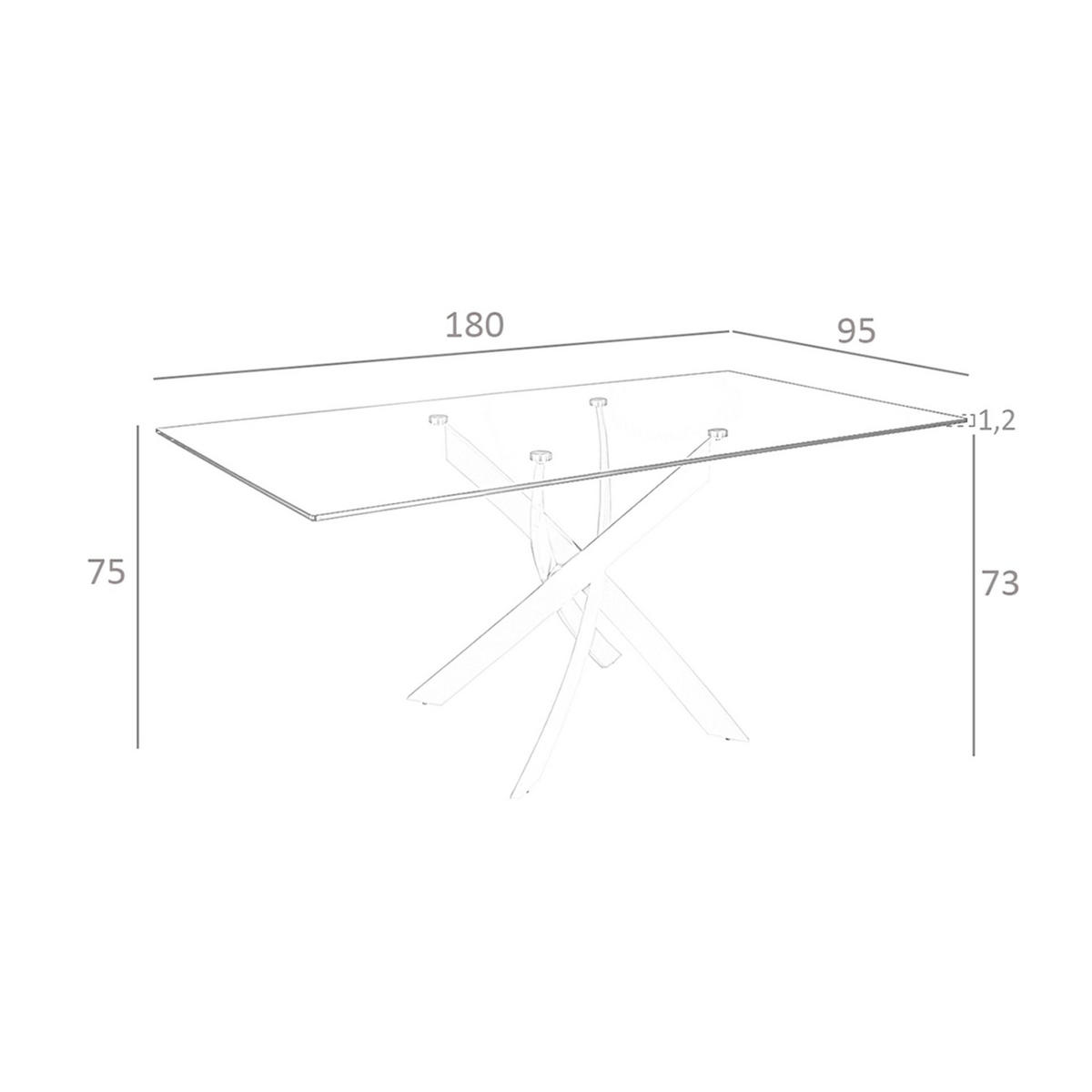 ESSTISCH Rechteckiger Esstisch aus gehärtetem Glas und rosa Stahl 180/95/75 cm - Pink/Goldfarben, Glas/Metall (95/180/75cm) - ANGEL CERDA