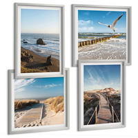 BILDER SET 4er Set - 50x50 cm & 40x60 cm Silberner Rahmen - Strandwellen, Himmelsbrücke, Spaziergang - Silberfarben, Kunststoff (50/50cm) - TULUP
