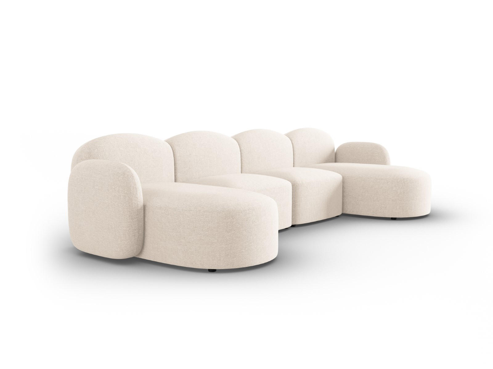 PANORAMASOFA Blair aus Chenille-Stoff beige clair melange 6 Sitzplätze - Beige, Textil (155/80/350cm) - Micadoni