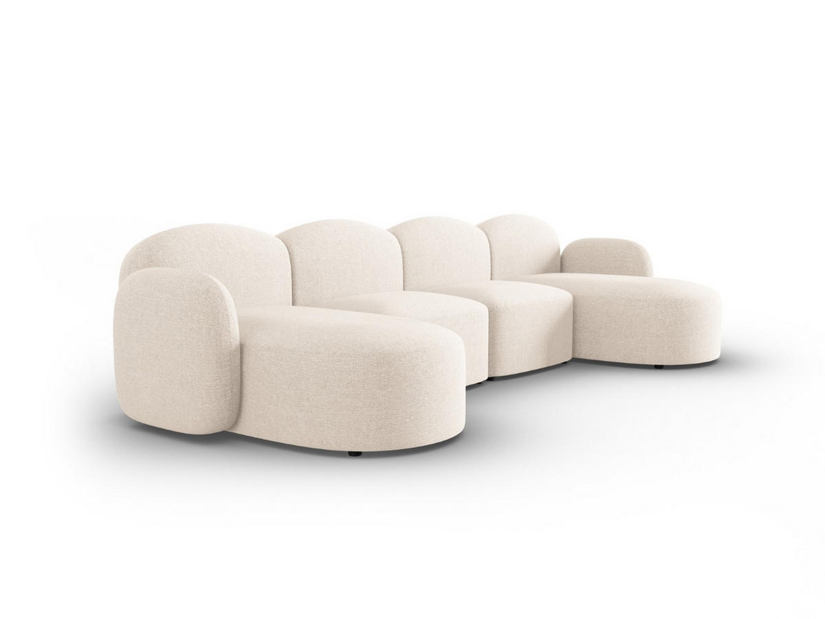 PANORAMASOFA Blair aus Chenille-Stoff beige clair melange 6 Sitzplätze - Beige, Textil (155/80/350cm) - Micadoni