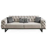 2 Sitzer SOFA Zen Samt Seidengrau - Hellgrau, Holz/Textil (190/80/100cm) - Villa Möbel