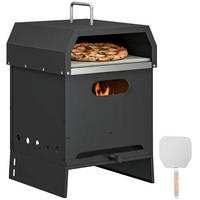 PIZZAOFEN DE-10300 3-in-1 holzbefeuert mit Pizzastein Schwarz - Schwarz, Metall (37.5/53.5/40cm) - ComfortXL