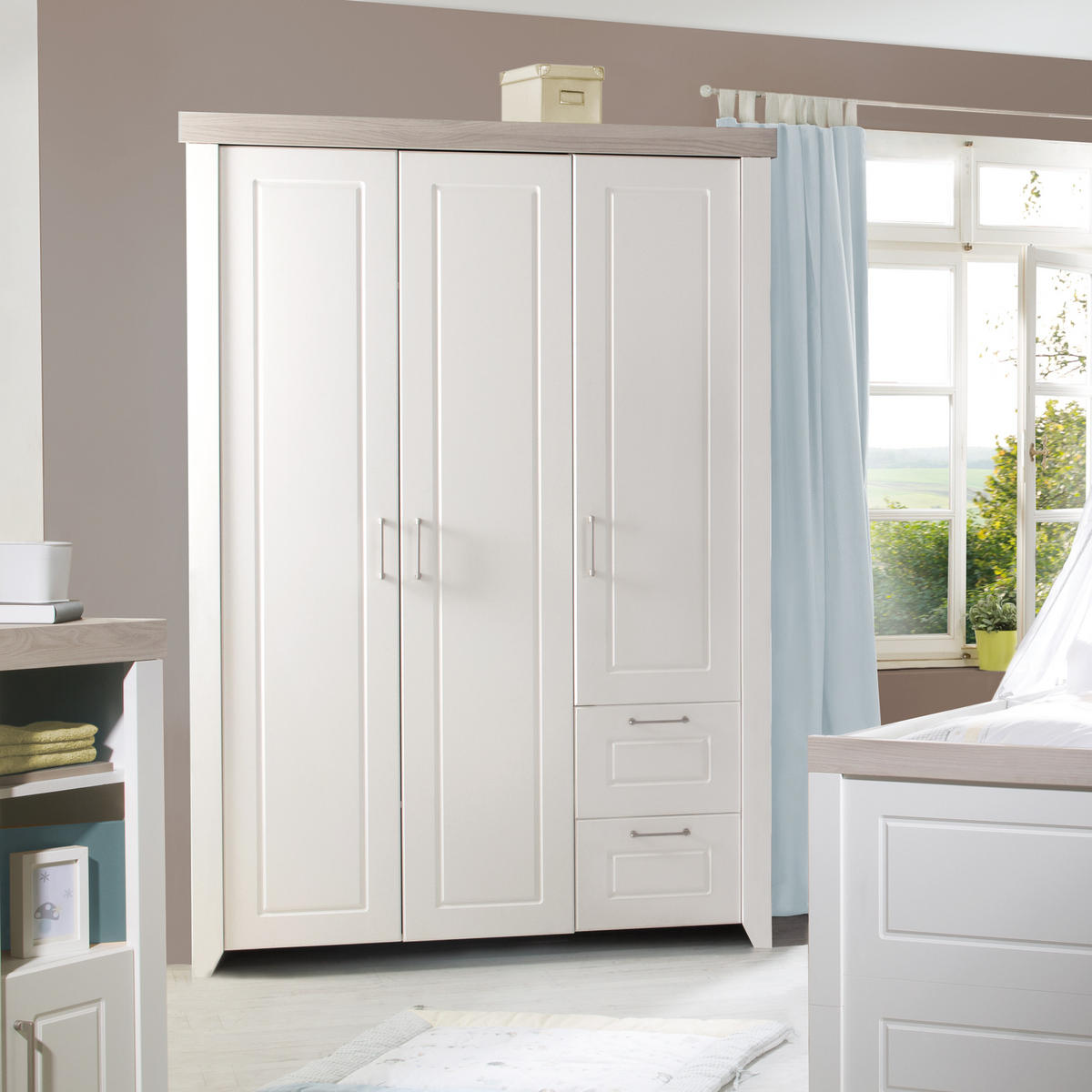 KLEIDERSCHRANK Felicia - Weiß, Holzwerkstoff/Metall (138.5/199/52.5cm) - Roba