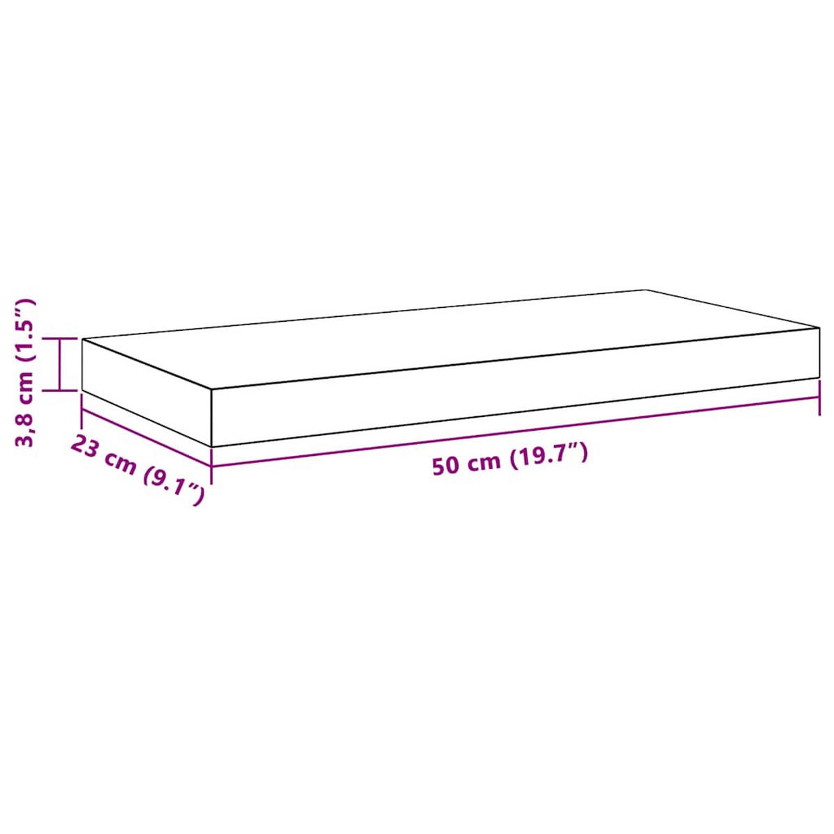 WANDBOARDSET 2-tlg. 50/23/3,8 cm aus MDF Schwarz - Weiß, Holzwerkstoff/Metall (50/3.8/23cm) - vidaXL