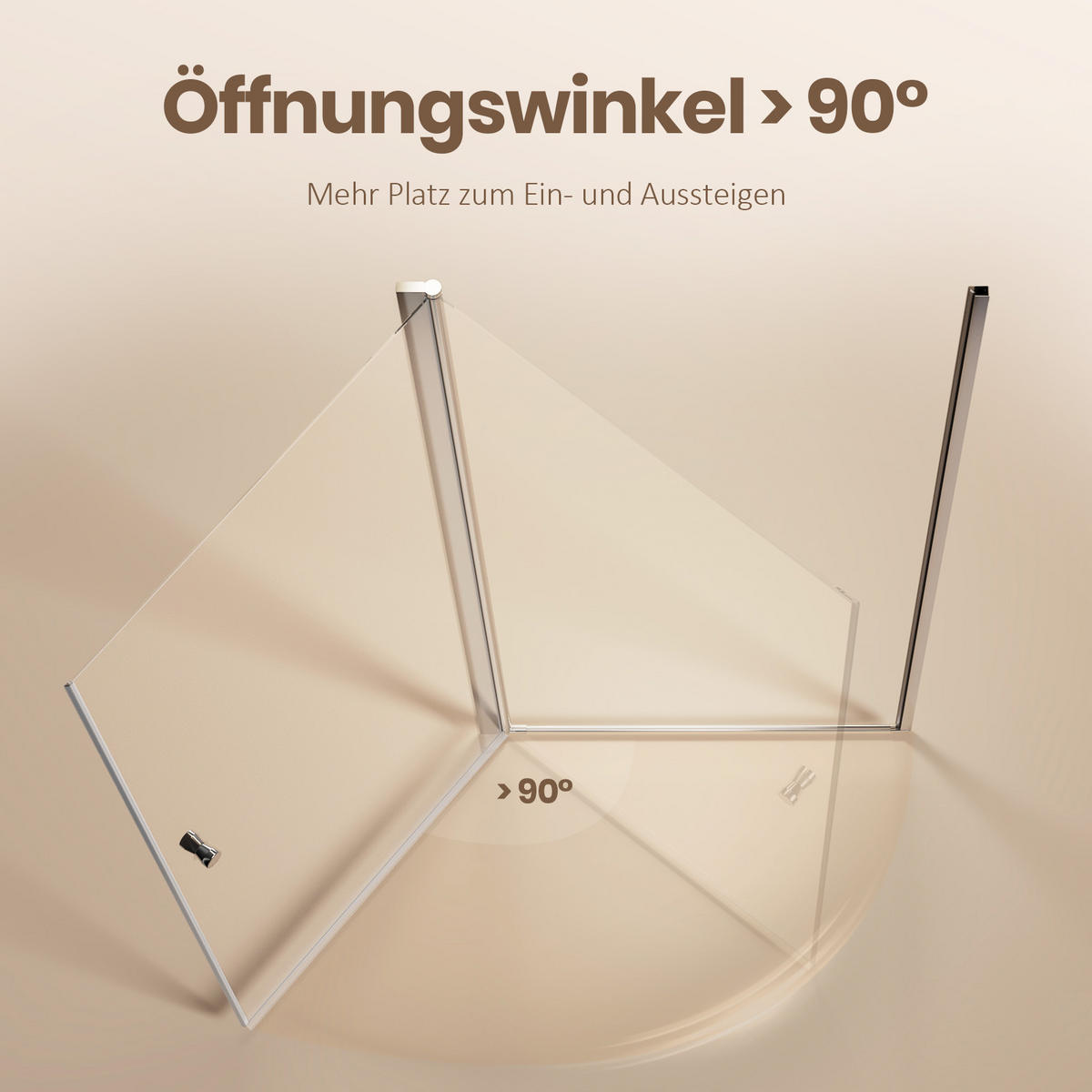 DUSCHTRENNWAND Drehfalttür Chrom 80/185 cm - Chromfarben, Glas (80/185cm) - EMKE