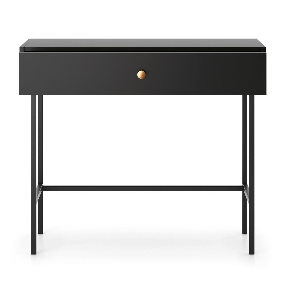 KONSOLENTISCH Dalia mit 1 Schublade und Metallbeinen, Schwarz - Schwarz, Holzwerkstoff/Metall (39/93/79cm) - Beautysofa