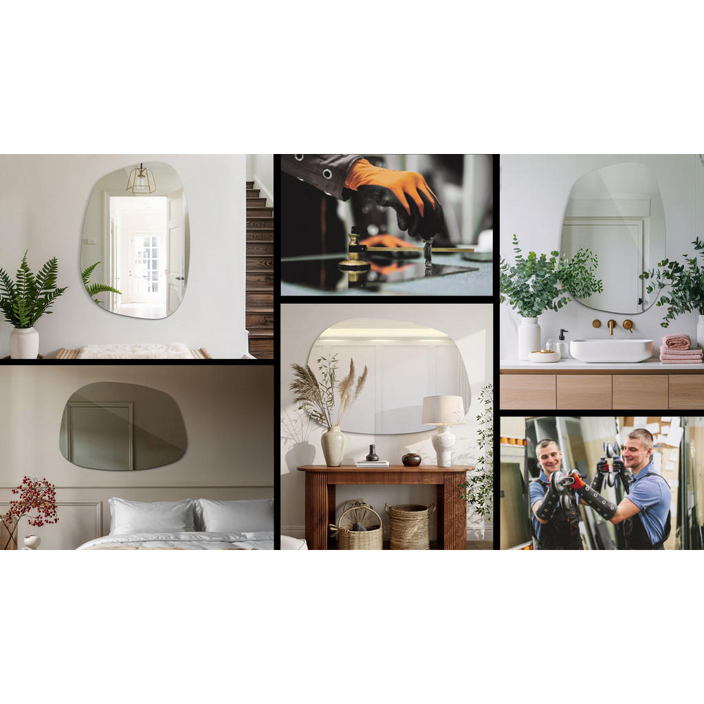 Thumbnail - Tulup Spiegel, Transparent, Glas, Organisch, 49x34x0.4 cm, Spiegel, Wandspiegel