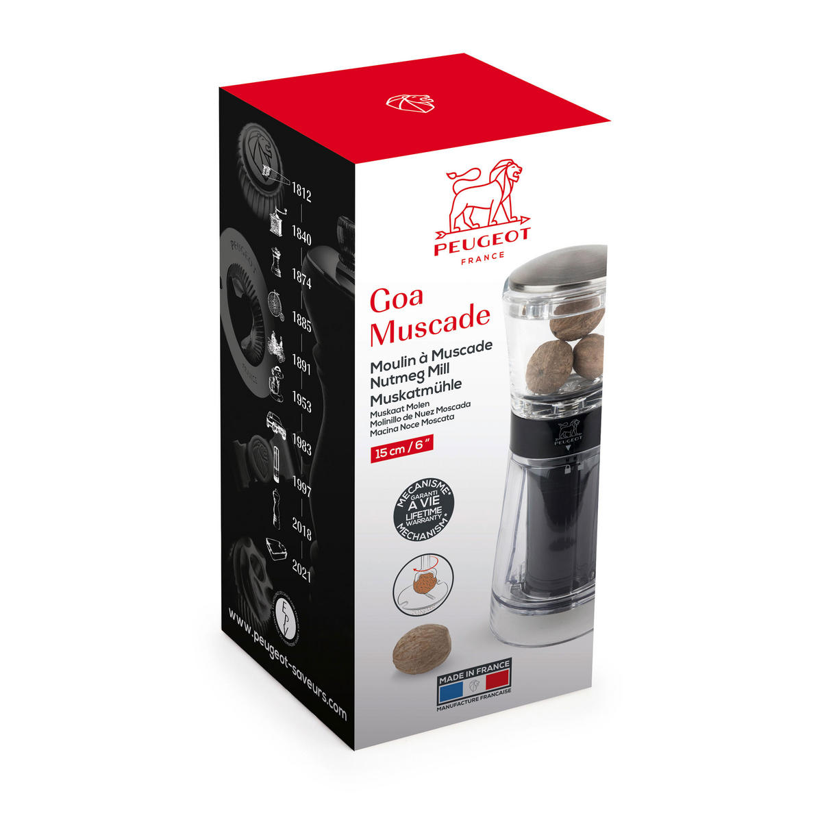 MUSKATMÜHLE Goa 15cm Acryl Stahlmahlwerk - Transparent, Kunststoff (6.5/15/6.5cm) - PEUGEOT