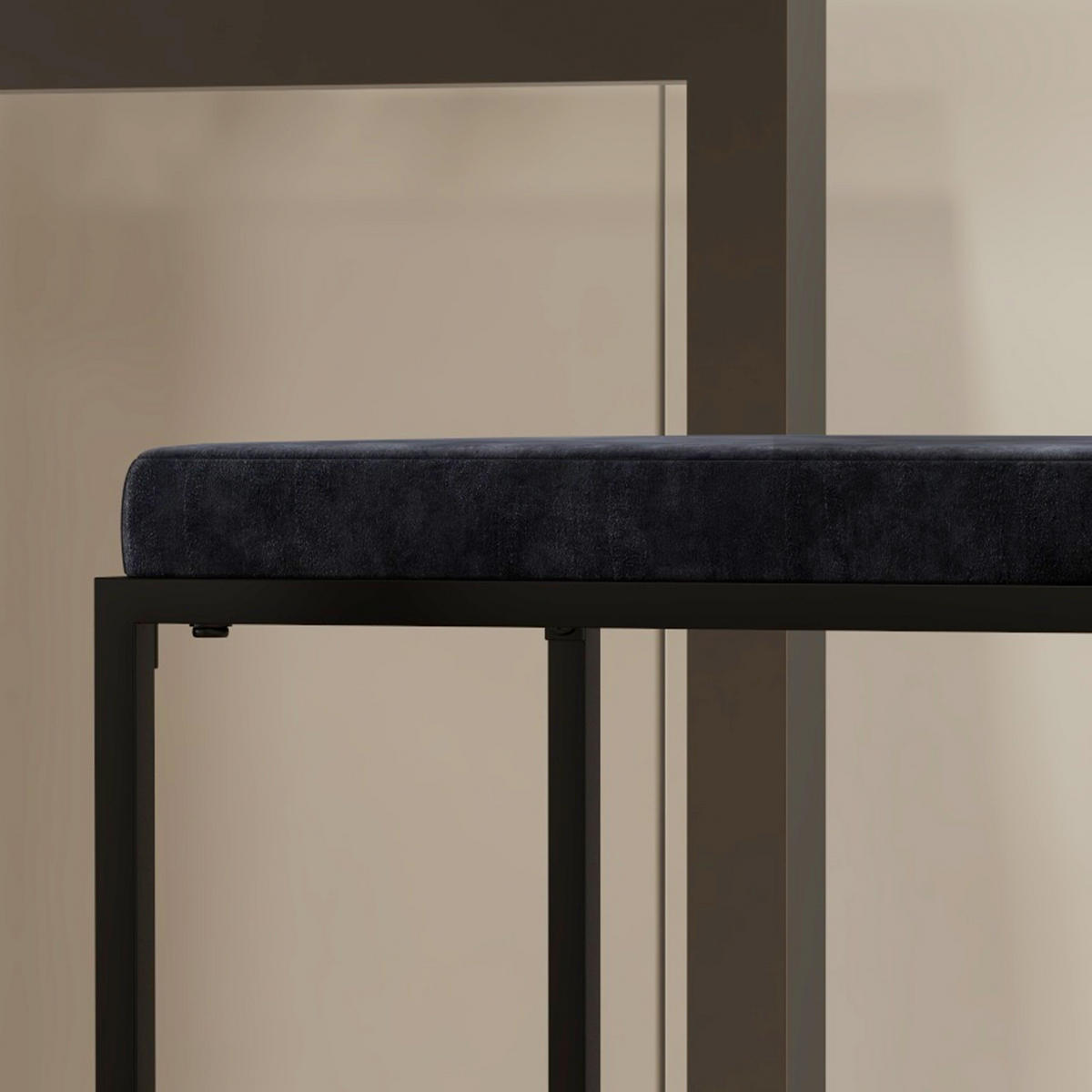 BARHOCKER 2er-Set DE-14728 Samtbezug mit Fußstütze Schwarz - Schwarz, Metall (40/91/42cm) - ComfortXL