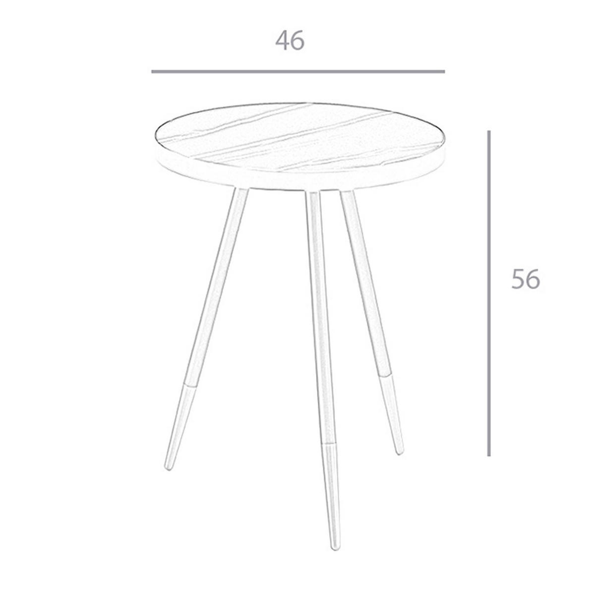 ECKTISCH Runder aus Porzellanmarmor und schwarzem Stahl Ø46/56 cm - Schwarz Hochglanz/Messingfarben, Stein/Metall (46/46/56cm) - ANGEL CERDA
