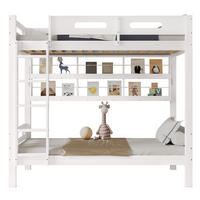 ETAGENBETT 90/200 cm in Weiß/Natur mit Regal und 5-stufiger Leiter - Weiß, Holz (90/200cm) - OKMYHOME