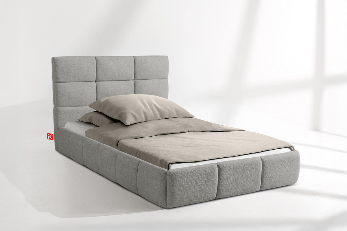 POLSTERBETT ALTOS Einzelbett, Bouclé, grau - Grau, Holz/Holzwerkstoff (120/200cm) - KONSIMO®