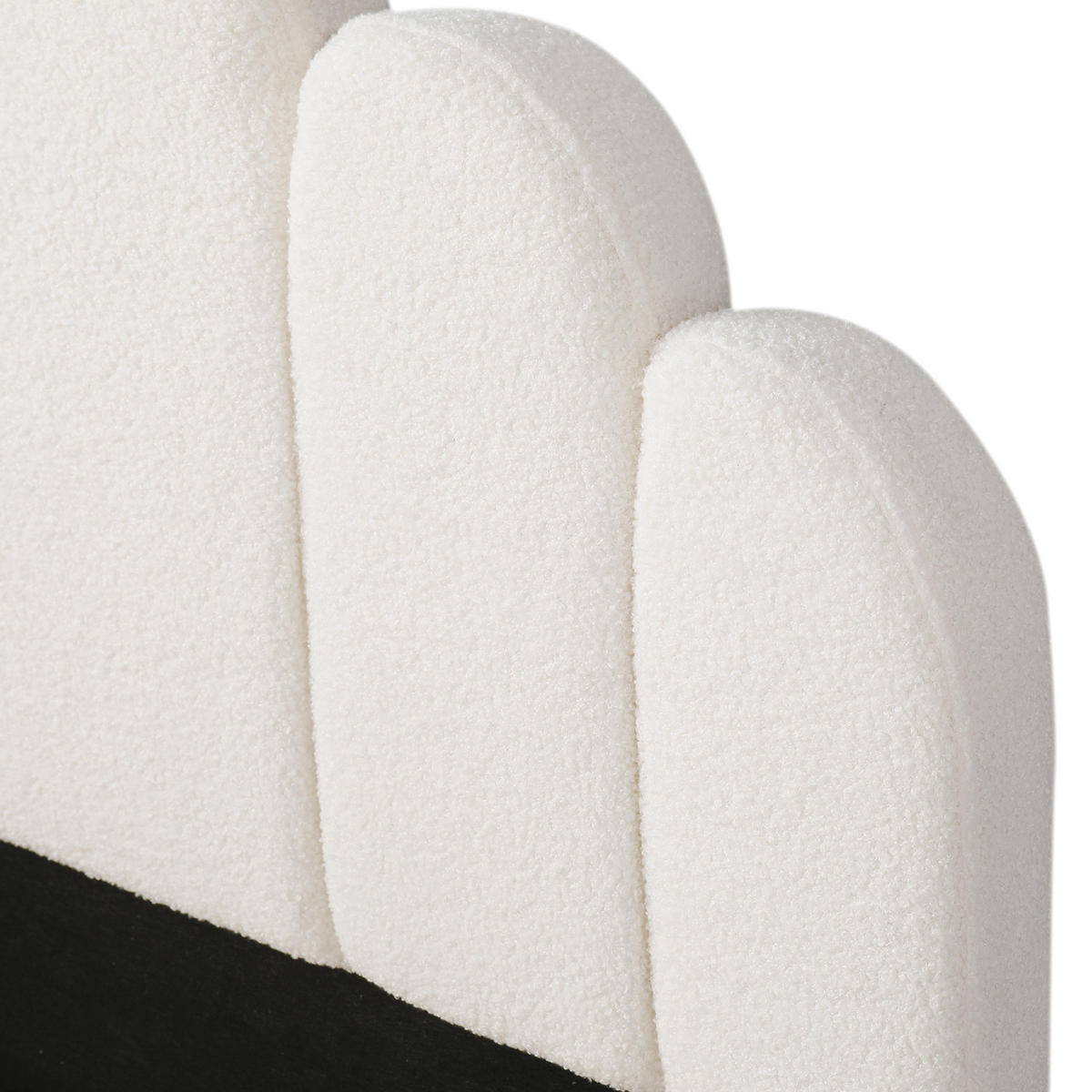 POLSTERBETT 90/200 cm in Beige mit gepolstertem Kopfteil, abgerundeten Ecken und Wolken-Design aus Bouclé - Beige/Schwarz, Holzwerkstoff/Textil (90/200cm) - STILVORA