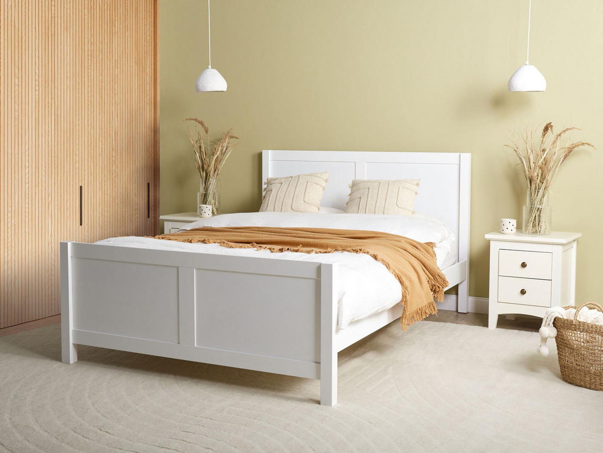 BETT mit Lattenrost 140x200 cm Weiß Champagnat - Weiß, Holz (140/200cm) - Beliani