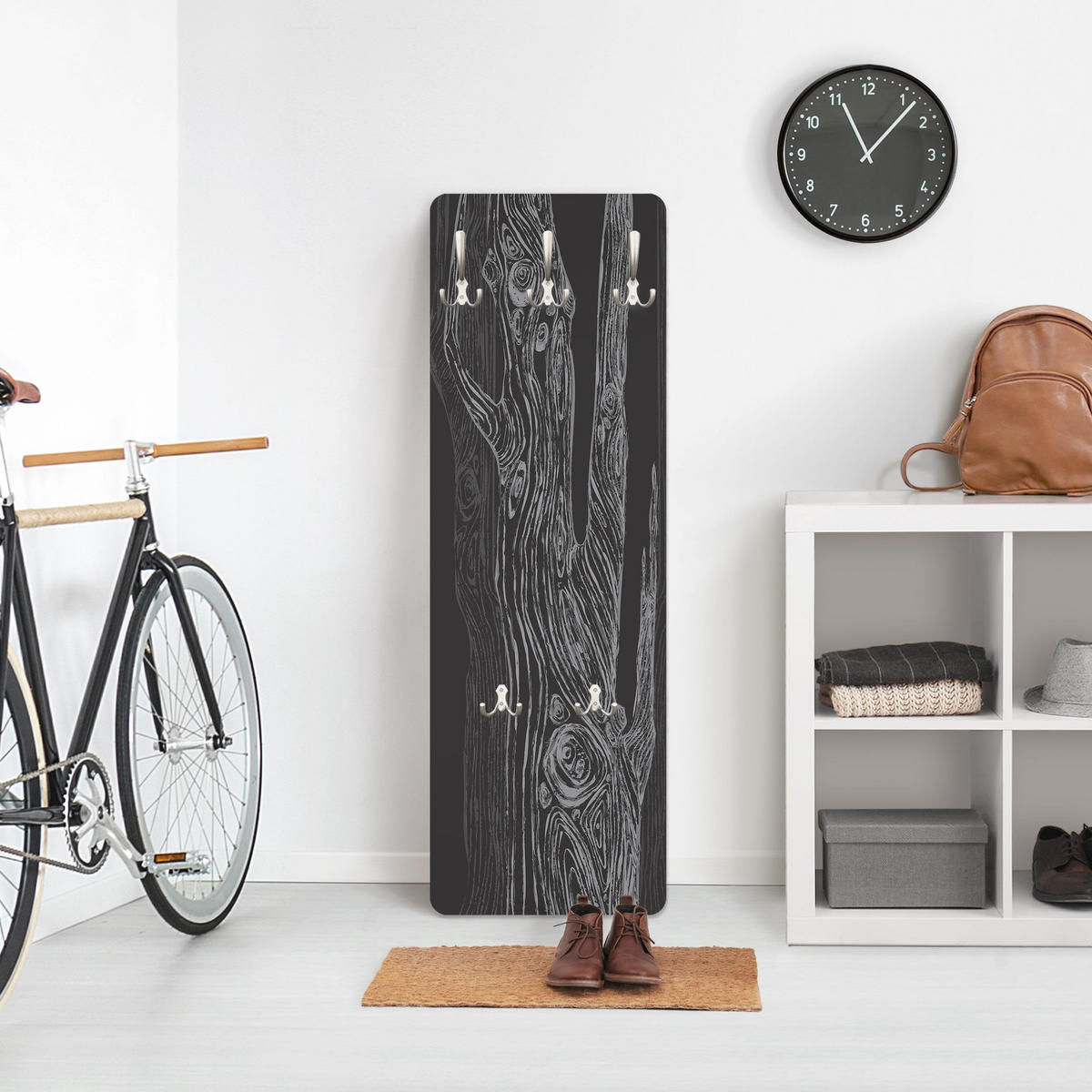 WANDGARDEROBE - No.MW20 Wohnwald Anthrazit-Grau 34/105 cm - Schwarz, Holzwerkstoff (34/105/1.6cm) - Bilderwelten