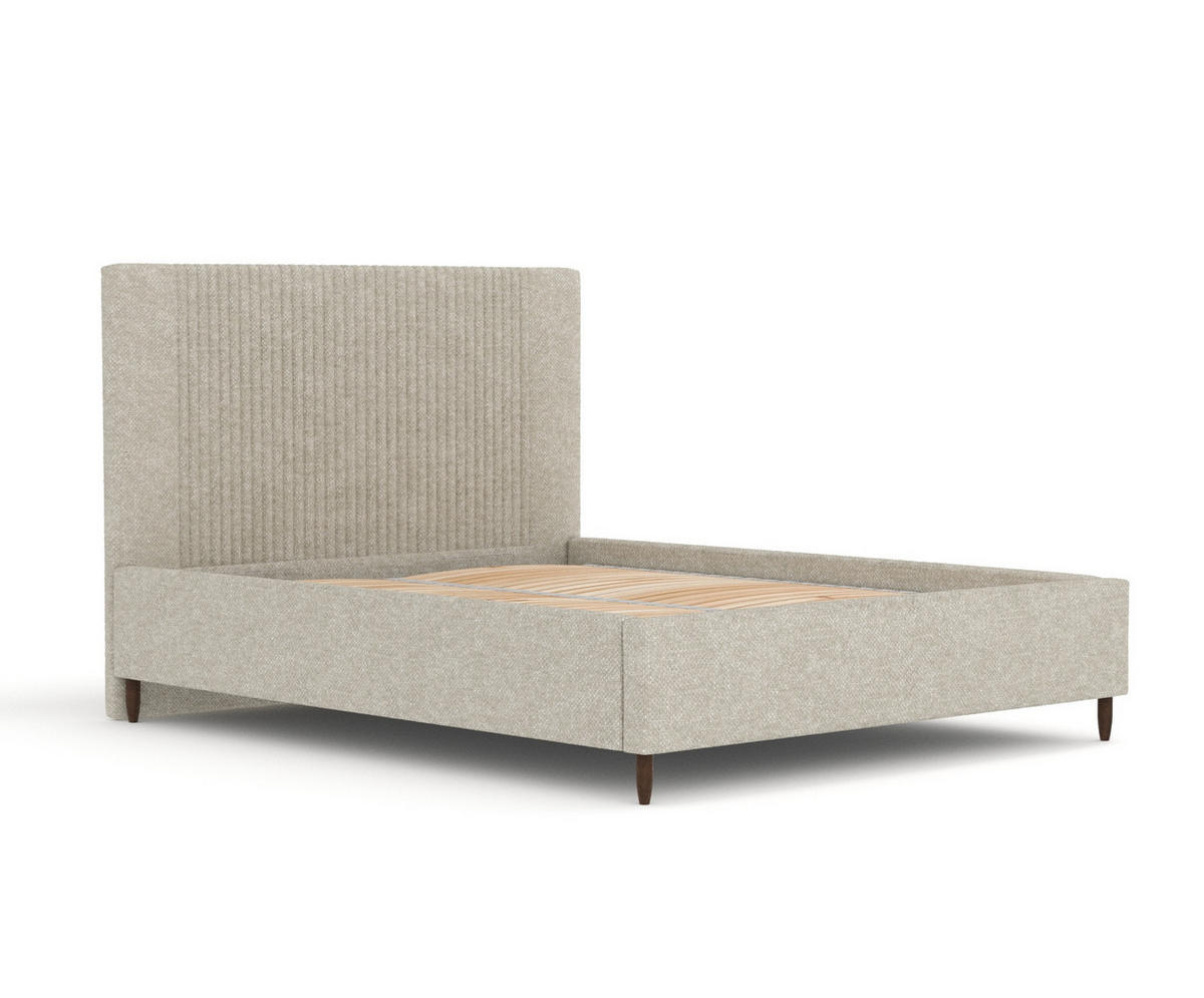POLSTERBETT Etero Beige Grau 140/200 cm im Chenille-Stoff - Wengefarben/Beige, Holz/Holzwerkstoff (140/200cm) - Maison de Reve