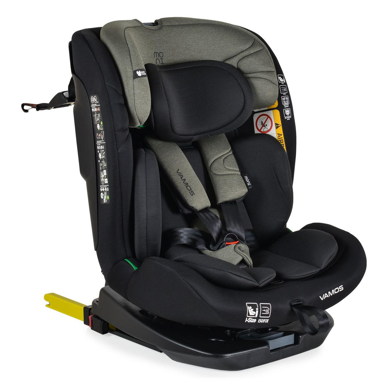 KINDERSITZ Vamos i-Size grün (40-150cm) Gruppe 0/1/2/3 Isofix Top Tether Gurt - Grün, Kunststoff (45/69/56cm) - Moni