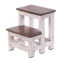 TRITTLEITER STEP Recyclingholz zweistufig 05 weiß-natur - Multicolor, Holz (37/46/37cm) - DESIGN DELIGHTS