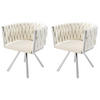 ESSZIMMERSTUHL 2er Set Samt Drehstuhl Beige Silber Metall - Multicolor, Textil (53/72/60cm) - FLIEKS