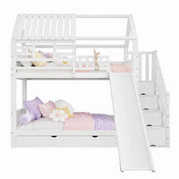 ETAGENBETT 90/200 mit Treppe Stauraum und Rutsche in Weiß - Weiß, Holzwerkstoff (90/200cm) - EVRYAE