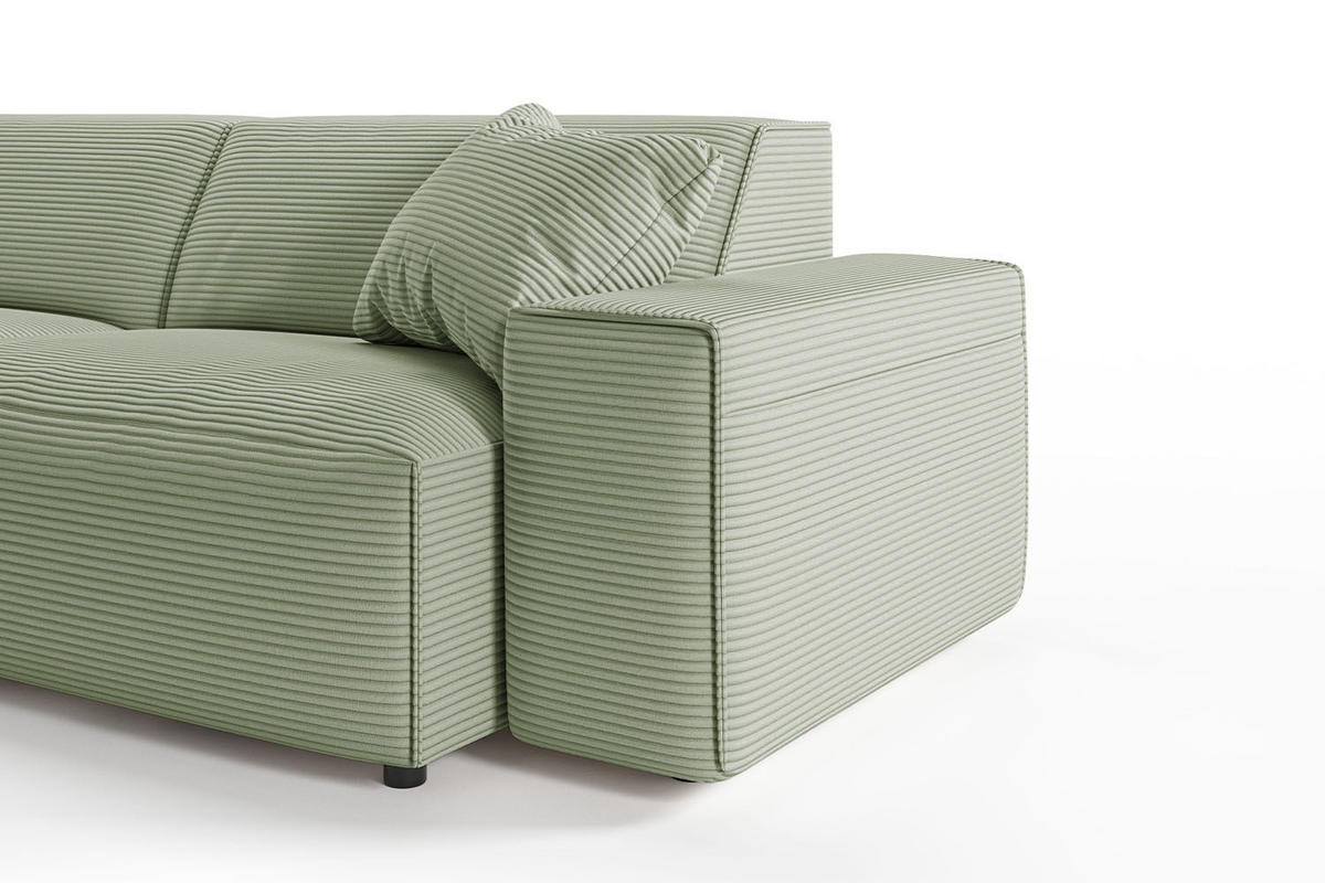ECKSOFA RANI Grün Cord - Schwarz/Grün, Kunststoff/Textil (299/189cm) - KAWOLA