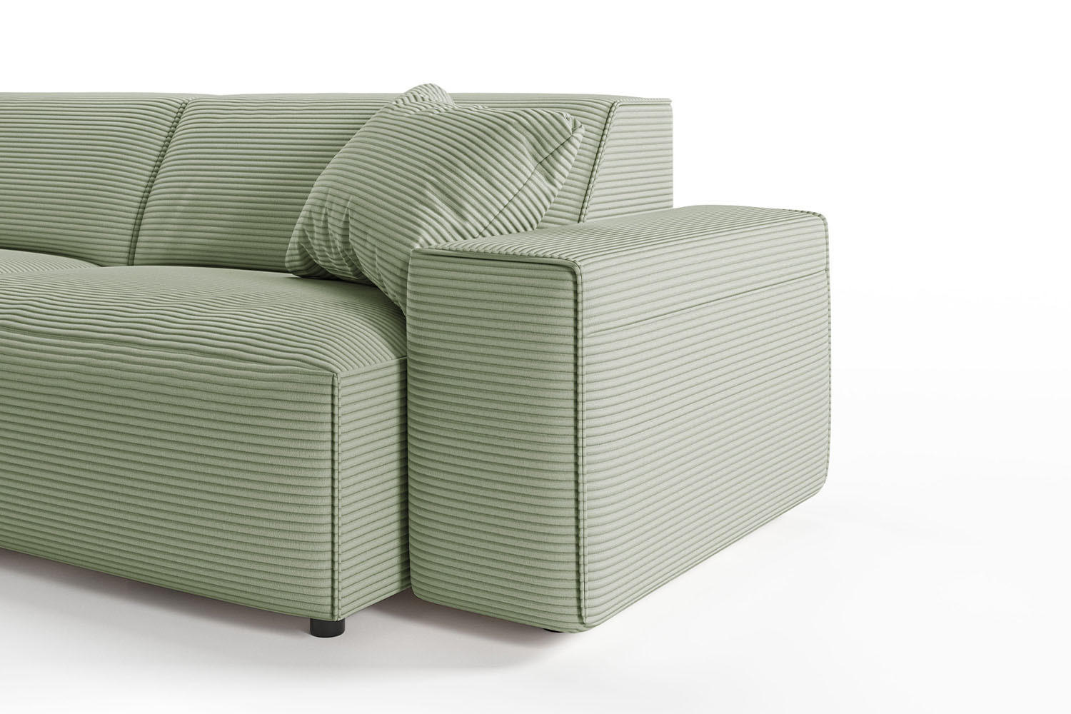 Thumbnail - Kawola Ecksofa, Grün, Textil, Echtholz, 4-Sitzer, Füllung: Kaltschaum, Ottomane links, L-Form, 299x189 cm, Wohnzimmer, S...