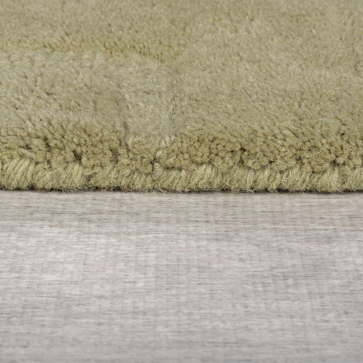 WOLLTEPPICH Wellen Abstrakt, Wohnzimmer Olivegrün Rund 160x160 - Grün, Textil (160/160cm) - KADIMA DESIGN