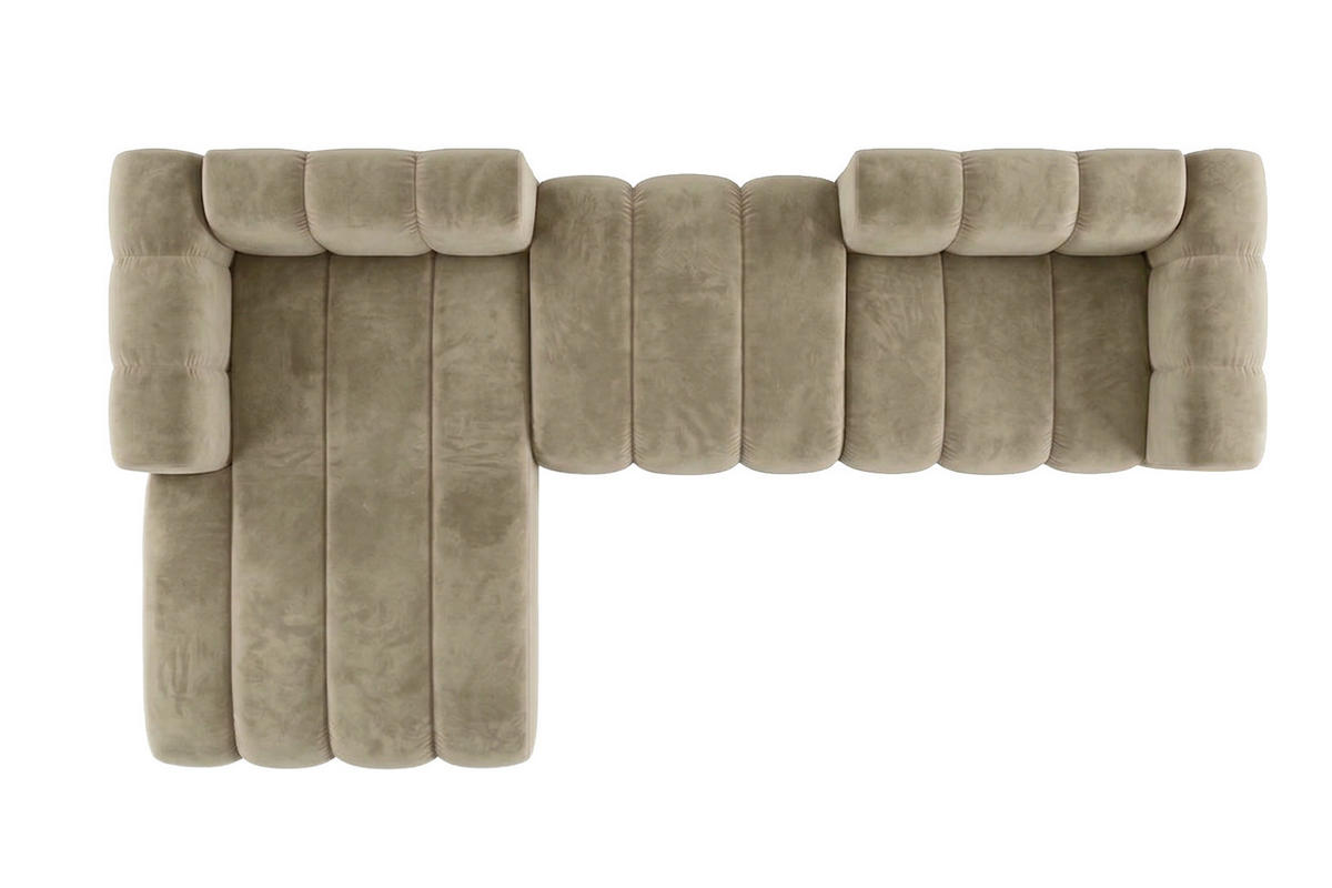 ECKSOFA Modulares In L-Form, Velvet-Stoff Riviera, Beige, Links, GRAND 319 cm - Beige, Holz (319/175cm) - Kaiser Möbel