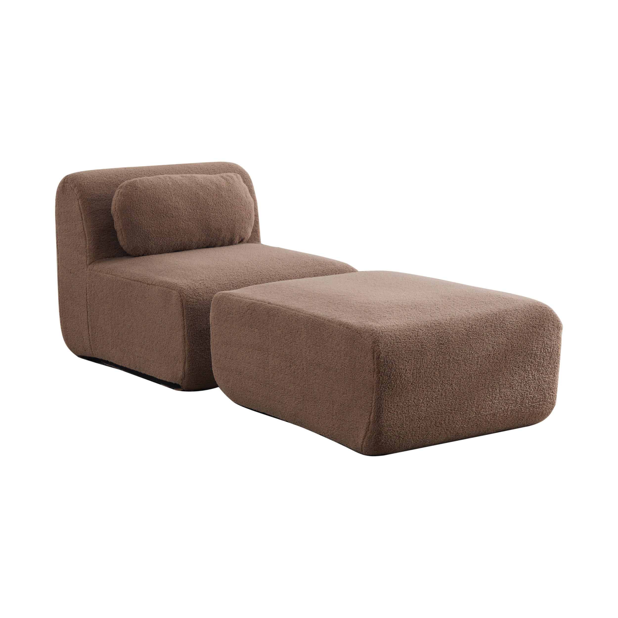 SESSEL DE-35154 mit Hocker Camel - Sandfarben, Textil (177/71/79cm) - ComfortXL