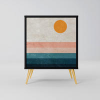 SIDEBOARD TWO HALVES, Schwarz, 57,5x42x75,5 cm, Goldfarbene Metallfüße - Goldfarben/Multicolor, Holzwerkstoff/Metall (57.5/75.5/42cm) - SpaceRebels