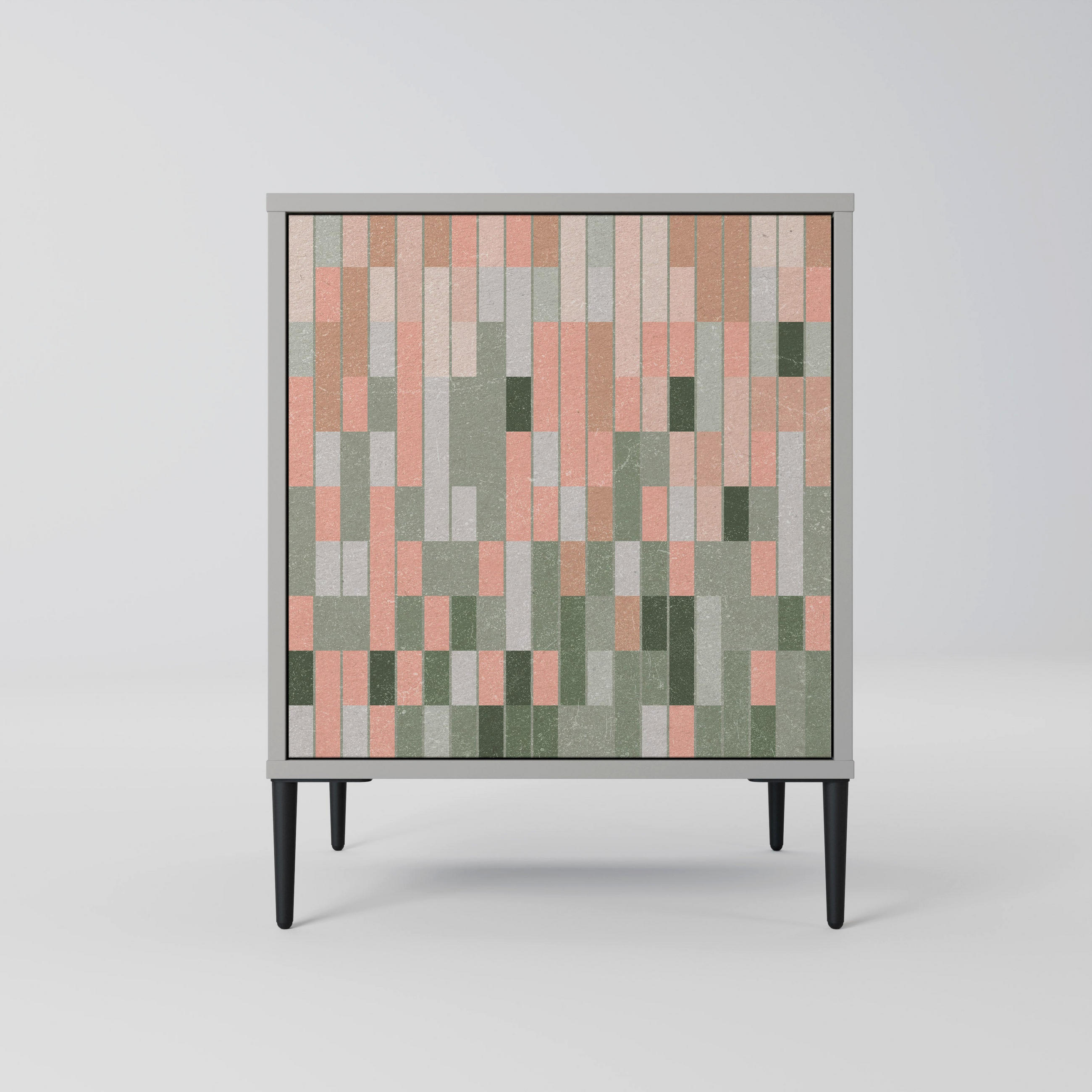 SIDEBOARD BUILDING THE FUTURE, Grau, 57,5x42x72,5 cm, Schwarze Metallfüße - Multicolor/Schwarz, Holzwerkstoff/Metall (57.5/72.5/42cm) - SpaceRebels