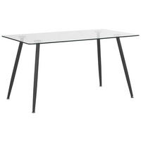 ESSTISCH 140/80/74 cm Transparent, Schwarz Rechteckig Midland - Transparent, Glas (140/80/74cm) - Beliani