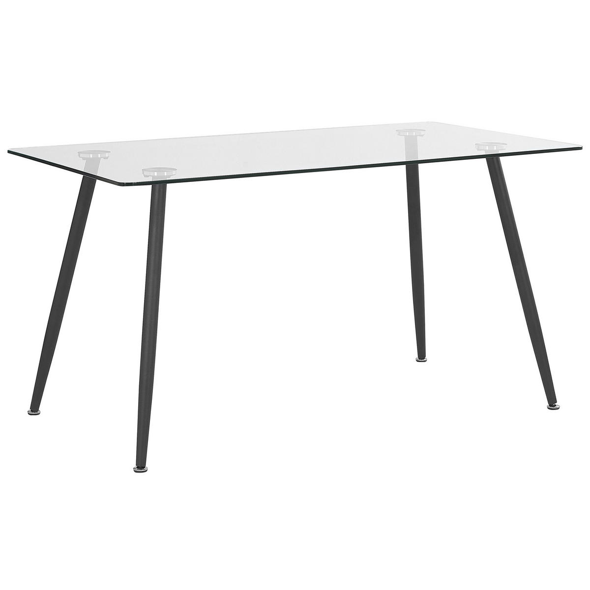 ESSTISCH 140/80/74 cm Transparent, Schwarz Rechteckig Midland - Transparent, Glas (140/80/74cm) - Beliani