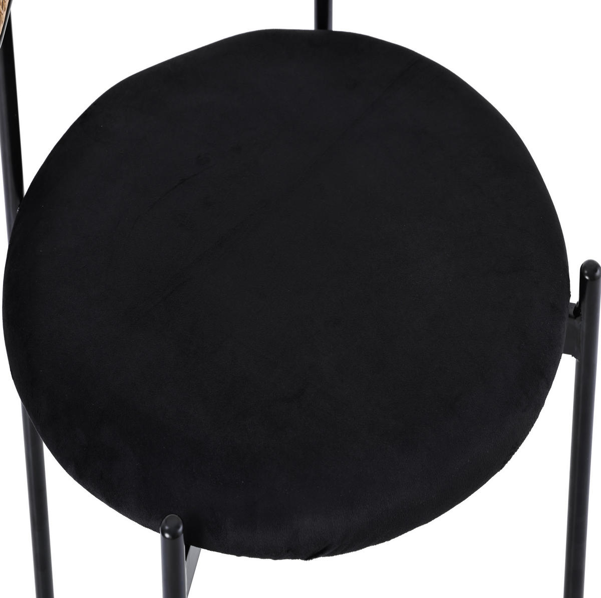 ESSZIMMERSTUHL 2er-Set Samt mit Rattan-Rückenlehne Schwarz - Schwarz, Metall (40/75/45cm) - Meubliv