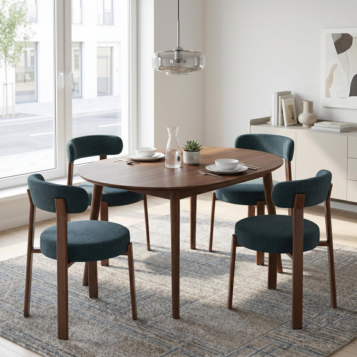 ESSZIMMERSTUHL 2ER-SET aus Stoff, mit ergonomischer Bügellehne - Schwarz, Textil (51.5/79/57cm) - Urban Meuble