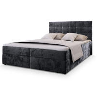 BOXBETT GLOS K 180x200 cm mit Matratze und Topper - Grau - Grau, Holz (180/200cm) - MASSENO
